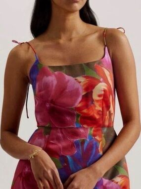 Ted Baker Multicolor Floral Tie-Strap Mini Dress